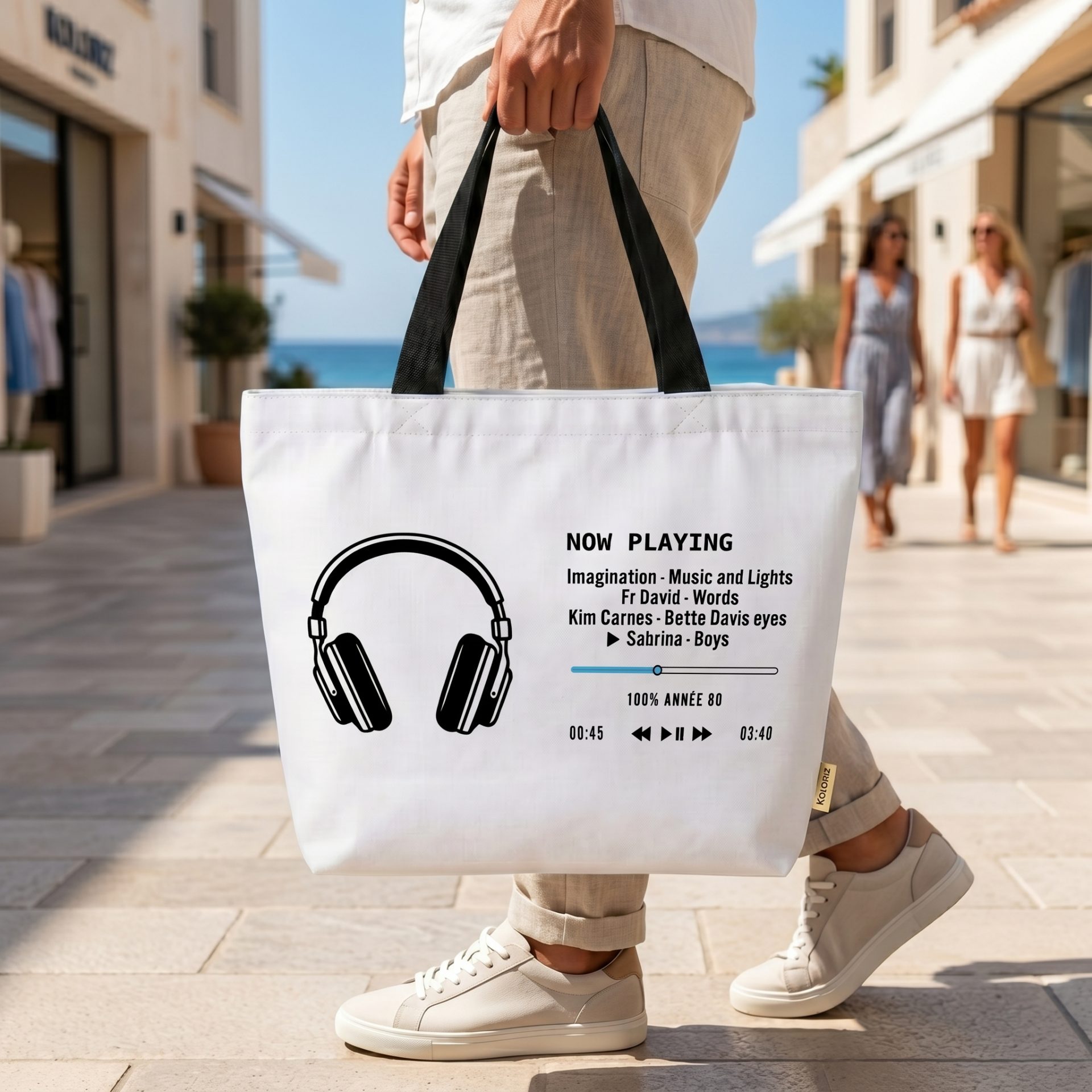 Tote Bag & Sac de Plage Vintage “Now Playing” – Image 4