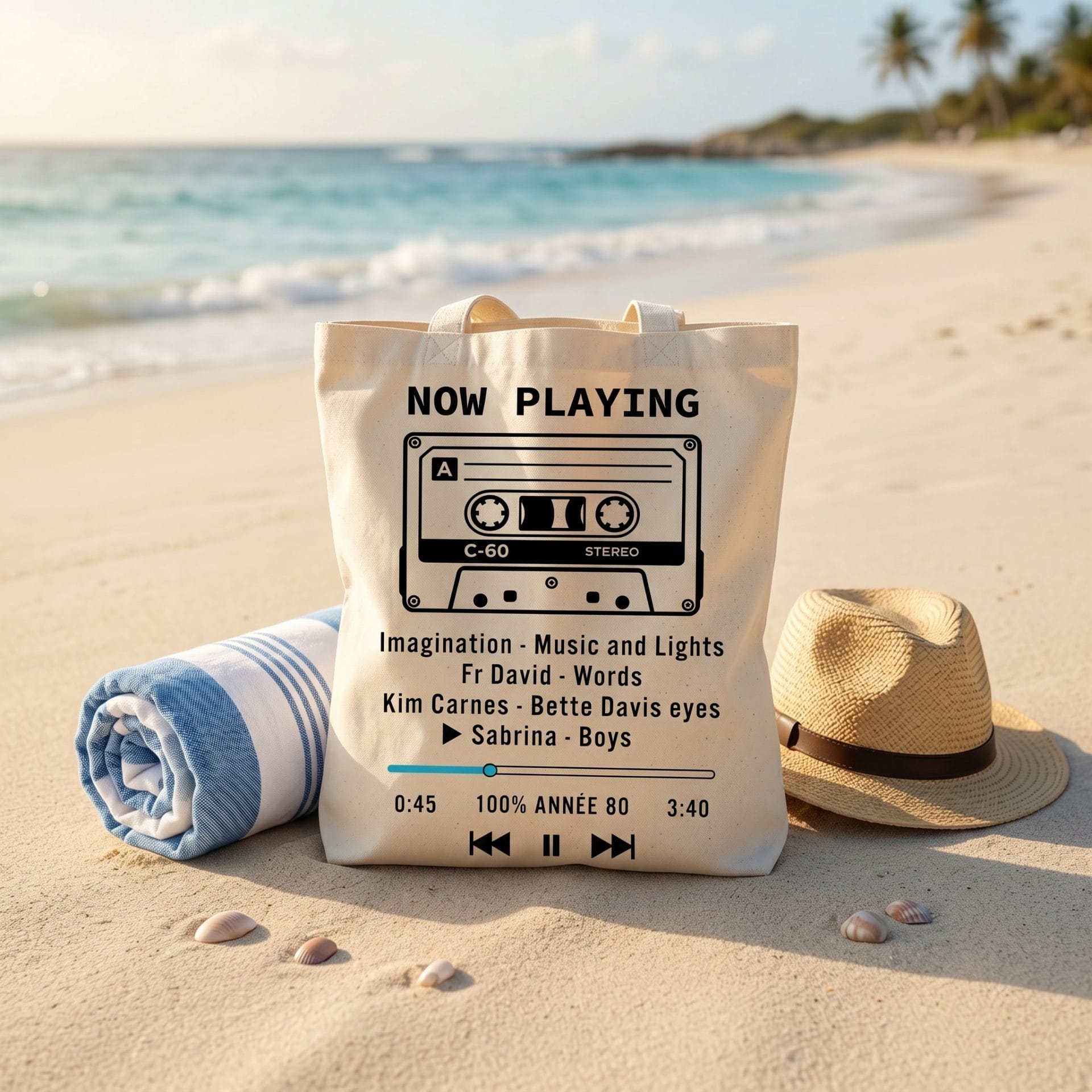 Tote Bag & Sac de Plage Vintage “Now Playing” – Image 6